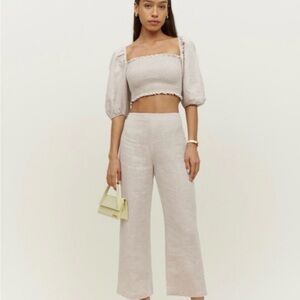 Reformation | Scarlett Linen Cream Two Piece Set | Oatmeal | 2